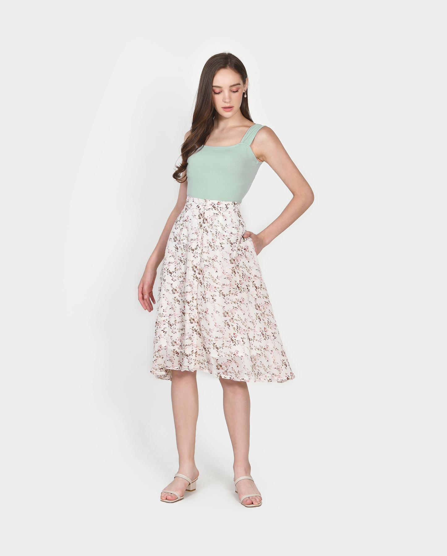 Etienne Floral Midi Skirt - Off-White